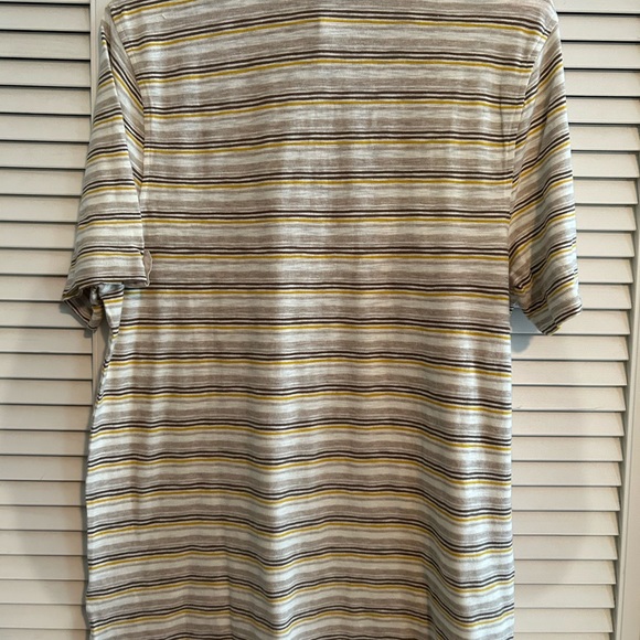 Black Brown 826 Men’s Beige/Brown Striped polo shirt NWT Size Large - Picture 4 of 4